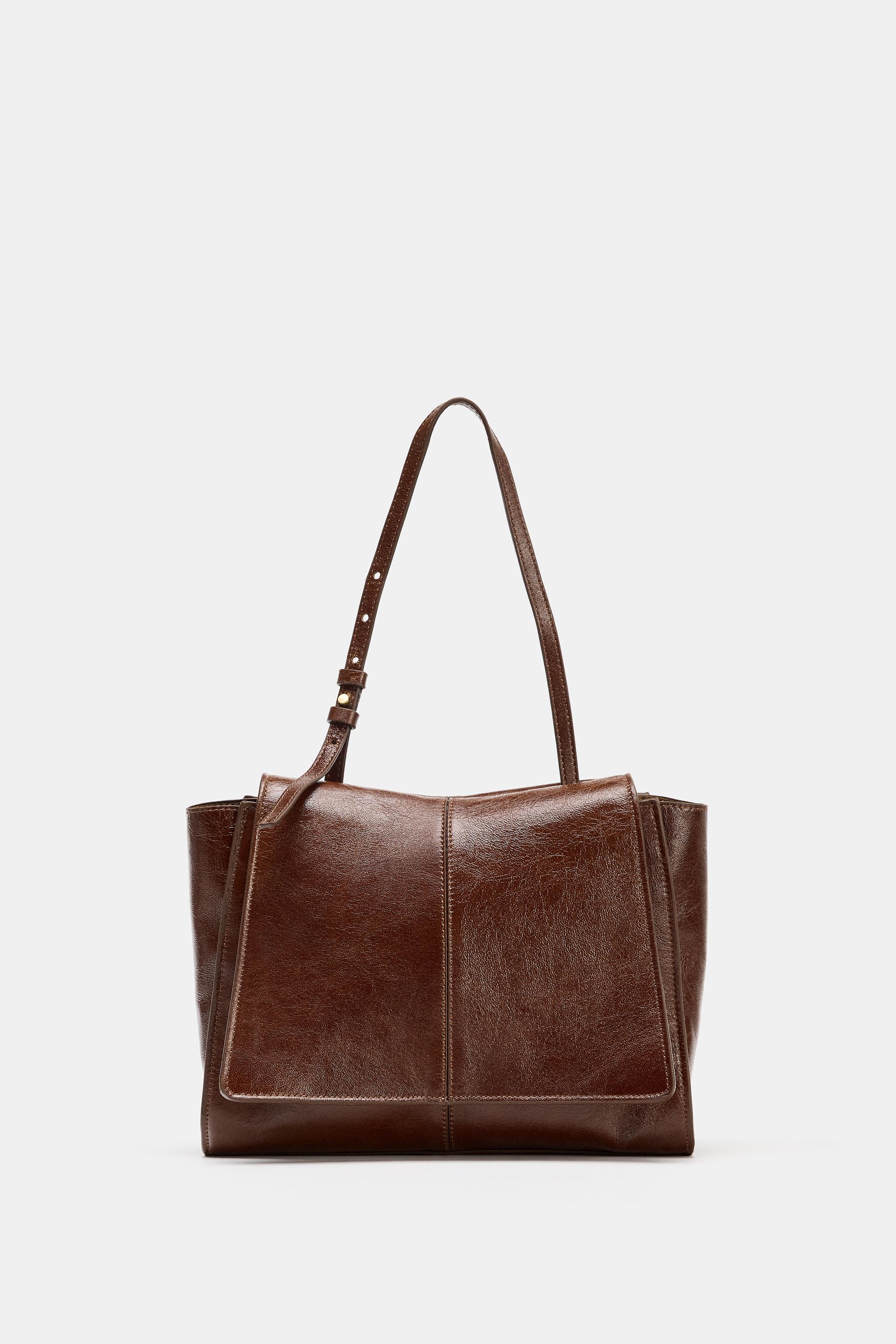 MINI LEATHER SHOPPER WITH DOUBLE POCKET